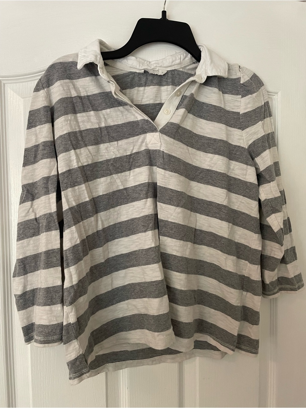 Lucky Brand women’s striped shirt M medium 3/4 sleeve gray